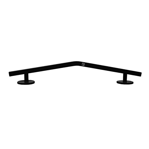 Teak Tuning Straight, Mellow Peak Style Fingerboard Rail, 12" - Custom Designed Premium Solid Steel Construction, Matte Powder Coated Finish in Black - Superior Non-Slip Foam Feet