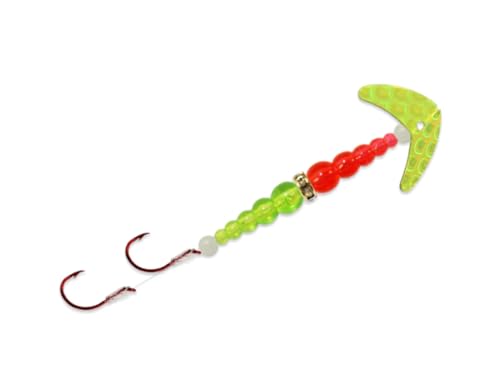 Double Hook Kokanee Pro Fishing Lure - Hot Pink Silver Tiger / Chrome / Pink