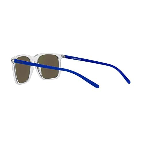 ARNETTE Unisex Sunglasses Transparent Grey Frame, Light Azure Mirror Teal Lenses, 56MM
