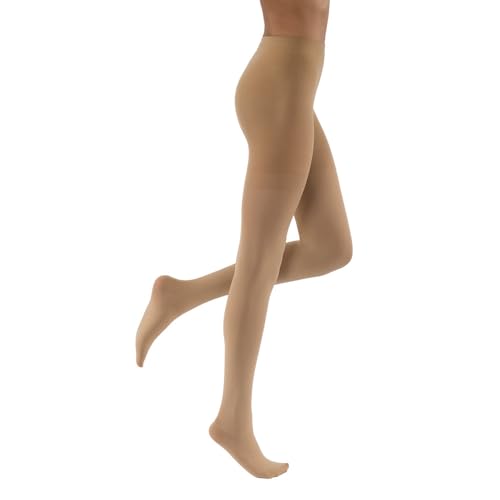 JOBST Relief Waist High Graduated Compression Stockings 15-20mmHg - Comfortable Unisex Design - Closed Toe, Beige, Petite Small