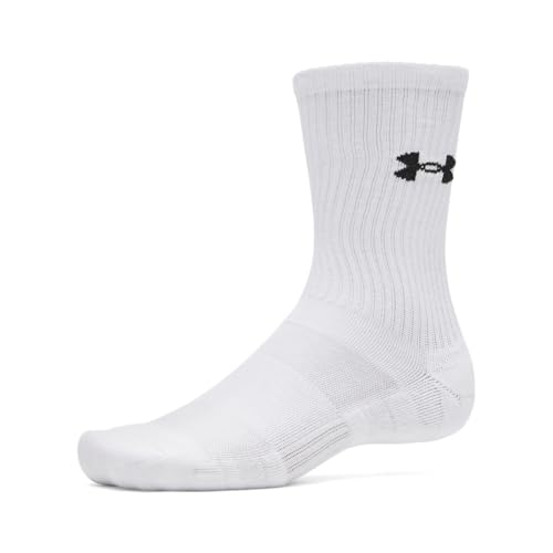 Unisex Performance Cotton Crew Socks 3 Pack Large White & Black