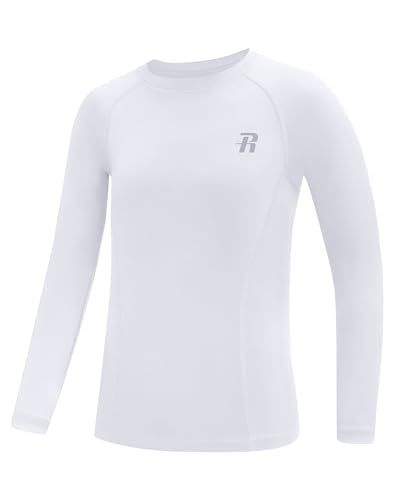 Kids Long Sleeve Compression Shirt White XL Athletic Undershirt for Football and Baseball