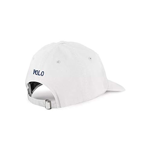 POLO RALPH LAUREN Men`s Cotton Chino Baseball Cap (White(1000)/Obsidian, One Size)