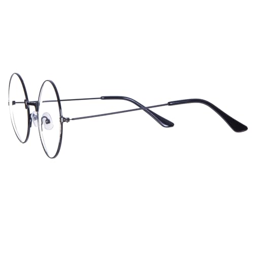 2 Pack Round Costume Glasses,Cosplay Old Man Costume Glasses Santa Gold Round Glasses, Wizard Wire Glasses for Kids Women Halloween Party