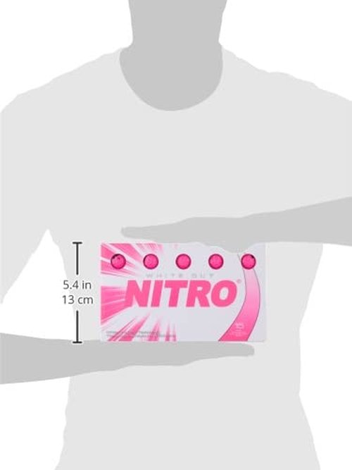Nitro Long Distance Peak Performance Golf Balls (15PK) All Levels White Out 70 Compression High Velocity White Hot Core Long Distance Golf Balls USGA Approved-Total of 15-Hot Pink