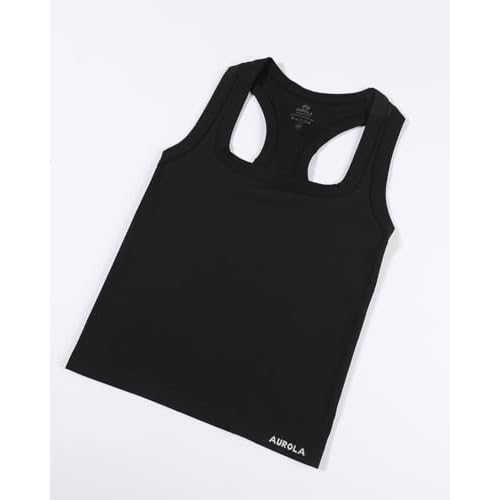 AUROLA Essentials Seamless Sleeveless Racerback Top,Women Subtle Marl Workout Square Neck Fitted Tank