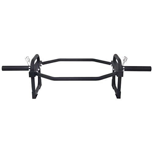 Fitvids Olympic 2-Inch Hex Weight Lifting Trap Bar for Strength Training, 500-Pound Capacity, Safety Clips, Home Gym for Shoulder Presses, Shrugs, Back Rows, Weightlifting