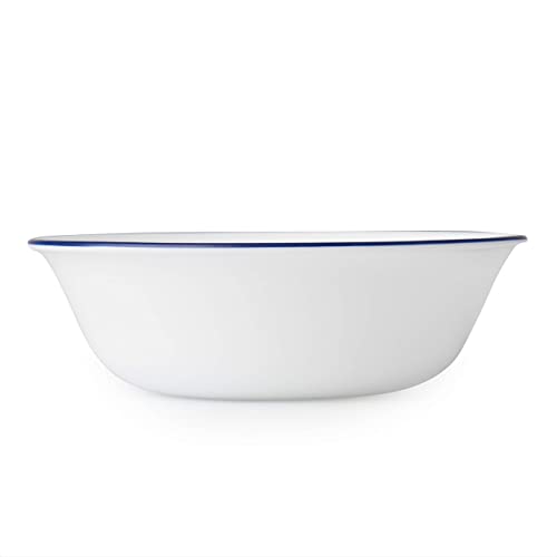 Corelle Vitrelle 18-Piece Service for 6 Dinnerware Set Triple Layer Glass and Chip Resistant, Lightweight Round Plates and Bowls Set, Indigo Speckle