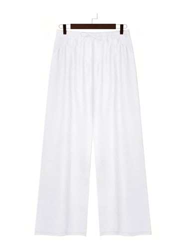 Plus Size Wide Leg Pants for Women with Pockets Drawstring Lounge Trousers