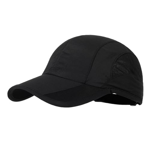Quick Dry Baseball Cap Unstructured Water Resistant Golf Hat - Black