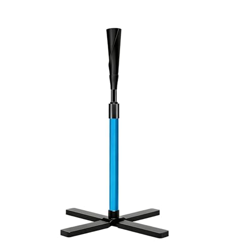 Batting Tee for Baseball and Softball - Heavy Base, Adjustable 25-47 Inches, Hand-Rolled Top - Blue, Height 25-37 Inches