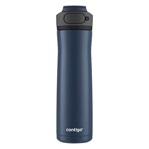 Contigo Cortland Chill 2.0 Blueberry Stainless Steel Water Bottle Vacuum-Insulated Spill-Proof Lid 24oz Ideal for Hot or Cold Drinks Interchangeable Lid Perfect for Kids & Adults