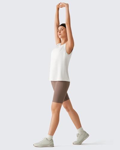 Large White G4Free Lyocell Workout Tank Top High Neck Athletic Yoga Running