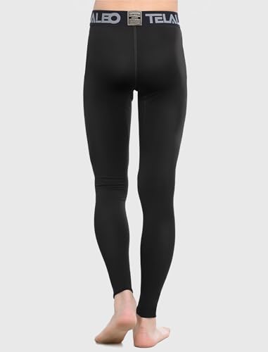 TELALEO Youth Compression Football Leggings - Large Black & White 2-Pack