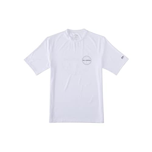 Billabong mens Classic Short Sleeve Loose Fit Rashguard Rash Guard Shirt, White Rotor, Small US