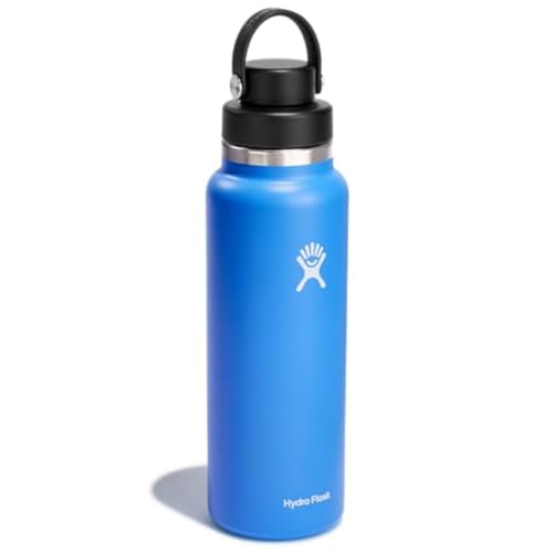 Hydro Flask Water Bottle - Insulated Stainless Steel - Wide Mouth Chug Lid, Non Spill, Leakproof in 40 Oz Cascade Blue