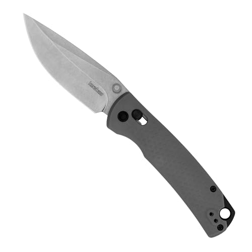 Kershaw Sequence Folding Pocket Knife, 3.32 inch 8Cr13MoV Stonewashed Blade, Grey GFN Handle, Manual Opening, Duralock Locking Mechanism, Pocketclip