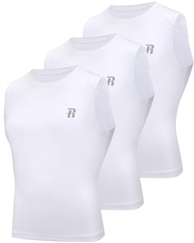Kids Athletic Sleeveless Compression Shirt 3 Pack - X-Large White