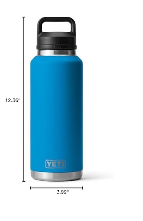 YETI Rambler 46 oz Bottle, Leakproof, Vacuum Insulated, Stainless Steel with Chug Cap,Big Wave Blue