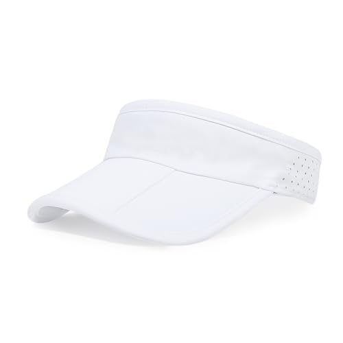 Sun Visors for Women and Men Adjustable Folding Cap - White