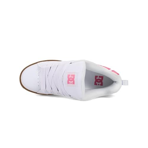 DC Women's Court Graffik Sneaker, White/Pink/Gum, 8