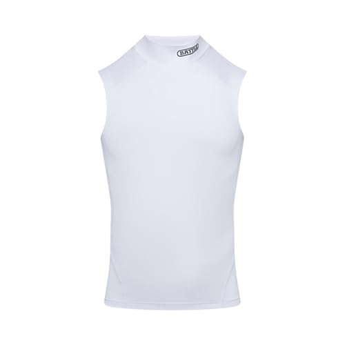 Battle Sports PRO Compression Sleeveless Mock Neck Top Medium White Adults
