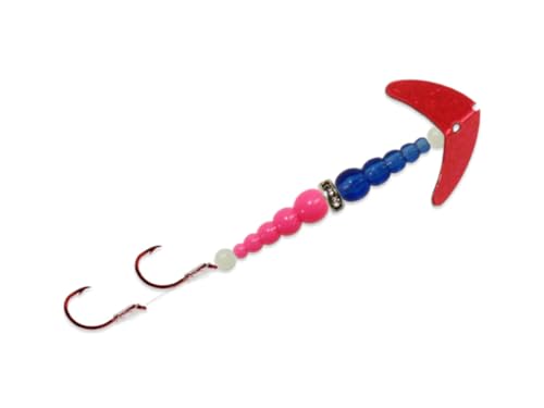 Double Hook Kokanee Pro Fishing Lure - Hot Pink Silver Tiger / Chrome / Pink