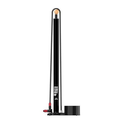 LEZYNE Steel HV Floor Drive 3.5 High Volume Bicycle Floor Pump with Accurate 3.5" Analog Gauge - Durable 100 PSI Tire Air Pump for Mountain/Gravel Bikes - ABS-1 Pro Chuck Fits Presta/Schrader Valve
