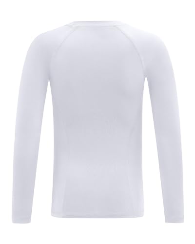 Kids Long Sleeve Compression Shirt White XL Athletic Undershirt for Football and Baseball