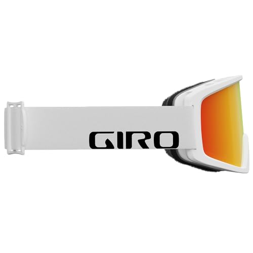 Giro Blok Ski Goggles - Snowboard Goggles for Men & Youth - White Wordmark Strap with Vivid Ember Lens
