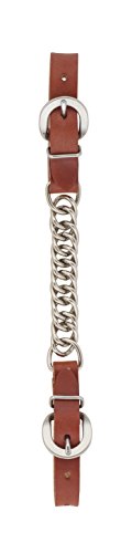 Horse Training Leather Curb Strap with Chain - 5/8 Inch Harness Leather