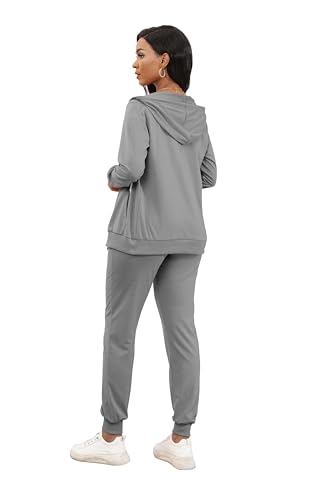 Women’s Track Suit Set - Large / 3 Gray White Two-Piece Sweatsuit