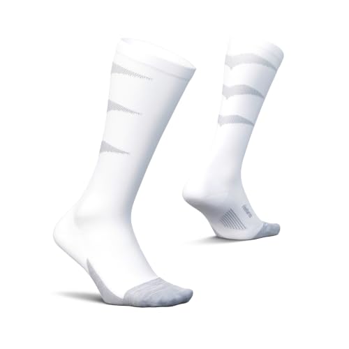 Feetures Compression Knee High Socks - Medium White, Graduated Support for Men & Women