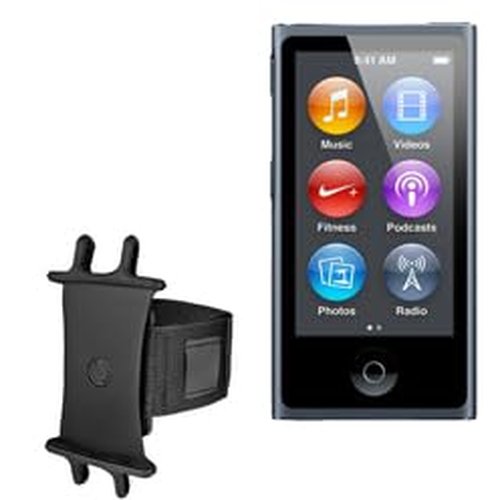 BoxWave Holster Compatible with iPod Nano (7th Gen 2012) - ActiveStretch Sport Armband, Adjustable Armband for Workout and Running - Jet Black