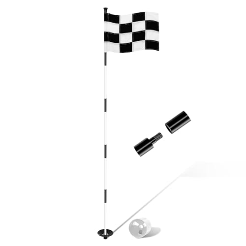 KINGTOP 6ft Golf Flagstick Set - Checkered Flag, 5-Section Portable Golf Accessories