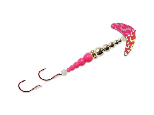 Double Hook Kokanee Pro Fishing Lure - Hot Pink Silver Tiger / Chrome / Pink