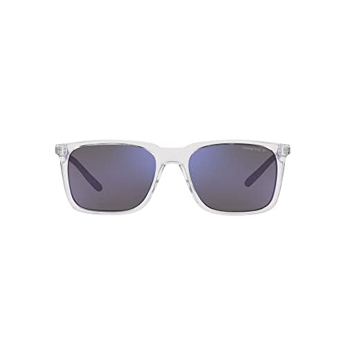 ARNETTE Unisex Sunglasses Transparent Grey Frame, Light Azure Mirror Teal Lenses, 56MM