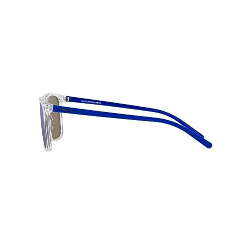 ARNETTE Unisex Sunglasses Transparent Grey Frame, Light Azure Mirror Teal Lenses, 56MM