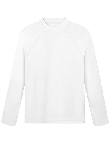 Toddler Boys Rash Guard Swim Shirt UPF 50+ Long Sleeve White Small