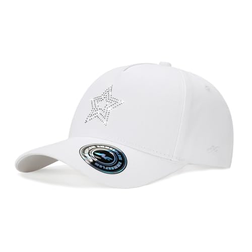 Shiny Rhinestone Baseball Caps for Women Structured Adjustable Trendy Sun Hat Star Golf Dad Hat