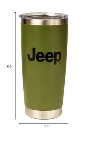 Jeep Text and Grill Powder Coated Camper Mug - Green 20 OZ Stainless Steel Travel Mug
