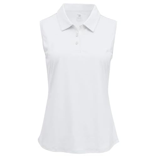 BGOWATU Women's Golf Shirts Sleeveless Polo Shirts Collared 3 Buttons Tennis Tank Tops UV Protection Quick Dry