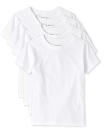 Children's Place Boys Short Sleeve Undershirt 4-Pack - Medium White