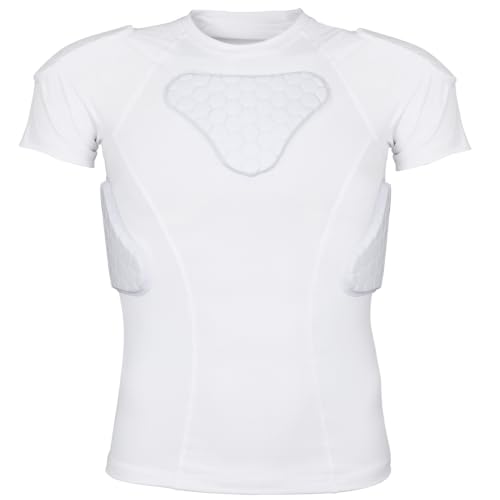 Youth Padded Compression Shirt Rib Protector for Football Baseball Kids White X-Large