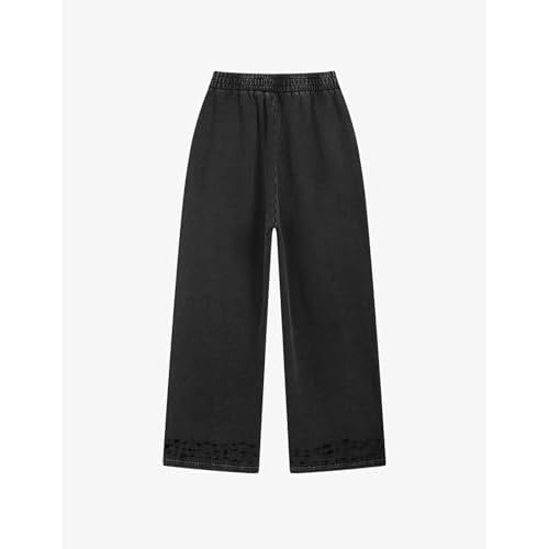 Aelfric Eden Distressed Baggy Sweatpants Streetwear Barrel Pants Loose Wide Leg Elastic Drawstring Trousers Unisex