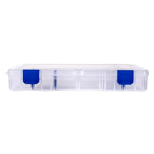 Flambeau Outdoors 4007 Tuff Tainer Fishing Tackle Box with Zerust Anti-Rust Dividers - Includes 12 Dividers, 24 Compartments, Clear Fishing Lure Organizer