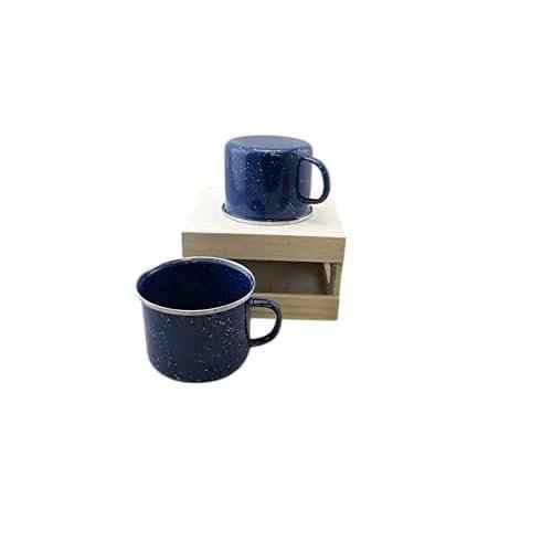 16oz Enamel Mugs 2-Pack - Versatile for Camping, Beach, Travel, Home, and Outdoor Use: Ideal for Hot/Cold Beverages, Soup, and More by Dependable Industries (Blue)