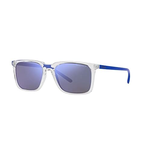 ARNETTE Unisex Sunglasses Transparent Grey Frame, Light Azure Mirror Teal Lenses, 56MM