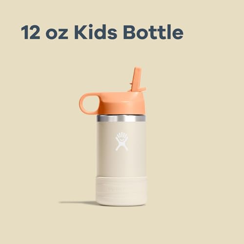 Hydro Flask Kids Water Bottle for School - Stainless Steel and Insulated with Straw Cap - 12 Oz Dahlia