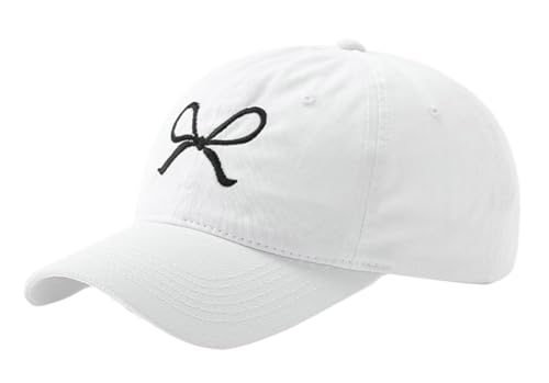 White One Size Bow-Tie Baseball Cap for Women Y2K Trendy Trucker Hat - Summer